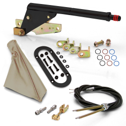 Floor Mount Black Emergency Parking Brake~ Tan Boot, Black Ring and Cable Kit - Part Number: ASC7ADB8
