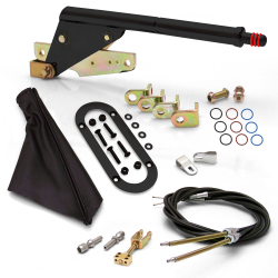 Floor Mnt Black E-Brake Handle~Black Boot, Black Ring, Cable Kit, GM Clevis' - Part Number: ASC7AE12