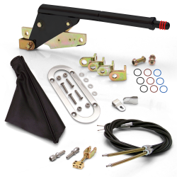 Floor Mnt Black E-Brake Handle~Black Boot, Chr Ring, Cable Kit, GM Clevis' - Part Number: ASC7AE15
