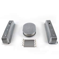 SBC 12” Full Oval/Tall Center bolt Finned Engine Dress Up kit~Holes No Breathers - Part Number: VPA7AC12