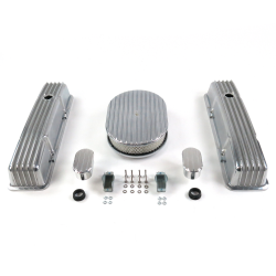 SBC 12” Full Oval/Tall Finned Engine Dress Up kit~w/ Breathers (No PCV) - Part Number: VPA7AC17