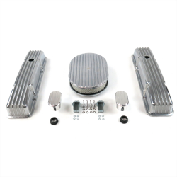 SBC 12” Full Oval/Short Finned Engine Dress Up kit~w/ Breathers (No PCV) - Part Number: VPA7AC1B