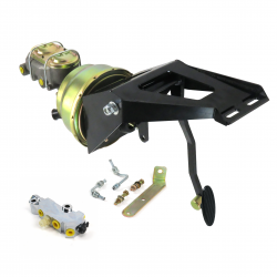 55-59 Chevy Truck FW 8” Dual Brake Pedal kit Disc/Drum~Sm Oval Blk Pad - Part Number: HEXPKA78FEE