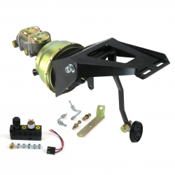 55-59 Chevy Truck FW 8” Dual Brake Pedal kit Adj Disc/Disc~3in Rubber Pad - Part Number: HEXPKA7906E