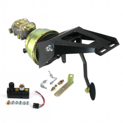 55-59 Chevy Truck FW 8” Dual Brake Pedal kit Adj Disc/Disc~Sm Oval Blk Pad - Part Number: HEXPKA79073