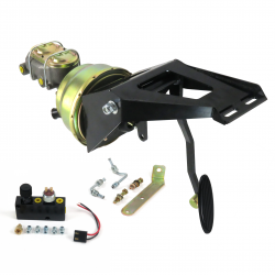 55-59 Chevy Truck FW 8” Dual Brake Pedal kit Adj Disc/Disc~Lg Oval Blk Pad - Part Number: HEXPKA79074