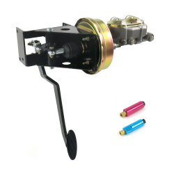 Universal 90 Deg FW 8” Single Brake Pedal kit Disc/Drum~Sm Oval Blk Pad - Part Number: HEXPKA79272