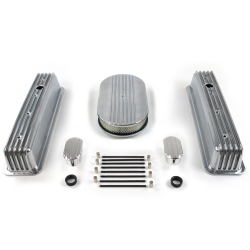 SBC 15” Half Oval/Tall Center Bolt Engine Dress Up kit~w/ Breathers (No PCV) - Part Number: VPA7AC5D