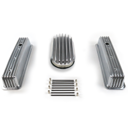 SBC 15” Deep Oval/Tall Center bolt Finned Engine Dress Up kit~Holes No Breathers - Part Number: VPA7AC68
