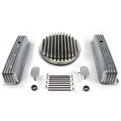 SBC 14” Deep Round/Tall Center Bolt Finned Engine Dress Up kit~w/ Breathers (PCV) - Part Number: VPA7AC83