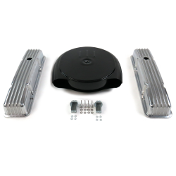 SBC Blk Caddy AC/Tall Finned Engine Dress Up kit~Holes No Breathers - Part Number: VPA7AC96