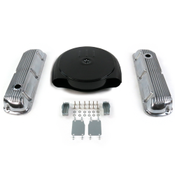 SBF Blk Caddy AC/Finned Engine Dress Up kit~Holes No Breathers 289-351 - Part Number: VPA7AC98