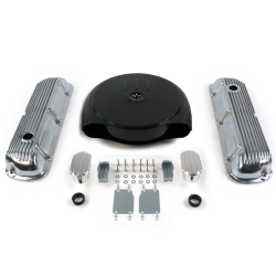 SBF Blk Caddy AC/Finned Engine Dress Up kit~w/ Breathers (No PCV) 289-351 - Part Number: VPA7AC9D