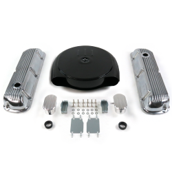SBF Blk Caddy AC/Finned Engine Dress Up kit~w/ Breathers (PCV) 289-351 - Part Number: VPA7ACA2