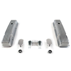 Vintage Tall Finned Valve Covers w/ Breathers (No PCV) Small Block Chevy - Part Number: VPA7AC06