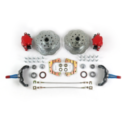 Mustang II 11in HP Big Brake Conversion 2" Drop Spindles 5x4.75 Red Calipers - Part Number: HEX7ABFC