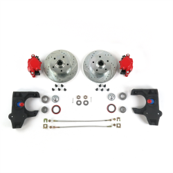 55-57 Full Size Chevy Belair 2" Drop Brake Conversion~Red Calipers - Part Number: HEX7AC00