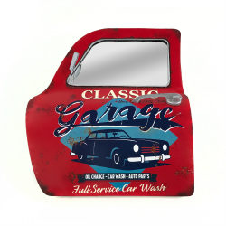 Classic Garage Car Door Mirror Display Sign - Metal - Part Number: VPAMDSIGN01