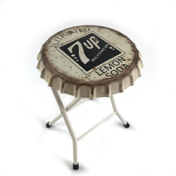 Folding 7up Soda Bottle Cap Stool or Side Table - Part Number: VPABCSTOOL03