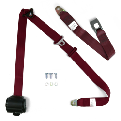 3pt Retractable Burgundy 166" Safety Seat Belt Standard Push Button Bench -Each - Part Number: STBSB3RSBGT
