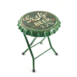Folding Goetz Beer Bottle Cap Stool or Side Table - Part Number: VPABCSTOOL02