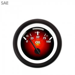 Oil Pressure Gauge - SAE Pulsar Red, Black Modern Needles, Black Trim Rings - Part Number: GAR1100ZEXJACCC