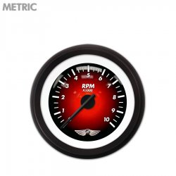 Tachometer Gauge w/ emblem - Pulsar Red, Black Modern Needles, Black Trim Rings - Part Number: GAR1100ZMAIACCC