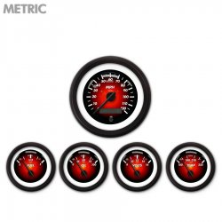 5 Gauge Set - Metric Pulsar Red, Black Modern Needles, Black Trim Rings - Part Number: GAR1100ZMXQACCC