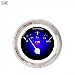 Oil Pressure Gauge - SAE Pulsar Bl, White Modern Needles, Chrome Trim Rings - Part Number: GAR1101ZEXJABCD