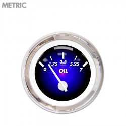 Oil Pressure Gauge - Metric Pulsar Bl, White Modern Needles, Chrome Trim Rings - Part Number: GAR1101ZMXJABCD