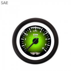 Tachometer Gauge w/ emblem - Pulsar Gn, Black Modern Needles, Black Trim Rings - Part Number: GAR1102ZEAIACCC