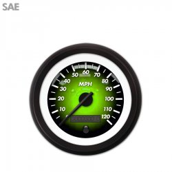 Speedo Gauge - SAE Pulsar Gn, Black Modern Needles, Black Trim Rings - Part Number: GAR1102ZEXHACCC