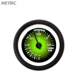 Turbo Gauge - Metric Pulsar Gn, Black Modern Needles, Black Trim Rings - Part Number: GAR1102ZMXMACCC