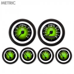 6 Gauge Set - Metric Pulsar Gn, Black Modern Needles, Black Trim Rings - Part Number: GAR1102ZMXRACCC