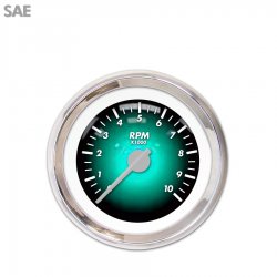 Tachometer Gauge - Pulsar Aqua, Silver Modern Needles, Chrome Trim Rings - Part Number: GAR1103ZEXIABCB
