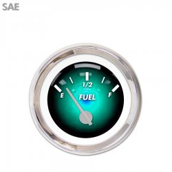 Fuel level Gauge - Pulsar Aqua, Silver Modern Needles, Chrome Trim Rings - Part Number: GAR1103ZEXKABCB