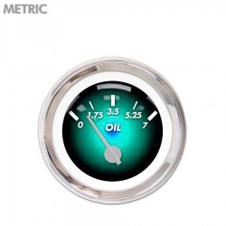 Oil Pressure Ga. - Metric Pulsar Aqua, Silver Modern Needles, Chrome Trim Rings - Part Number: GAR1103ZMXJABCB
