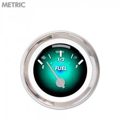 Fuel level Gauge - Pulsar Aqua, Silver Modern Needles, Chrome Trim Rings - Part Number: GAR1103ZMXKABCB
