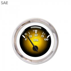 Oil Pressure Gauge - SAE Pulsar Amber, Black Modern Needles, Chrome Trim Rings - Part Number: GAR1104ZEXJABCC