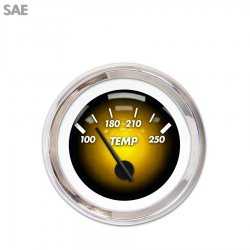 Water Temp Gauge - SAE Pulsar Amber, Black Modern Needles, Chrome Trim Rings - Part Number: GAR1104ZEXLABCC