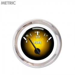 Fuel level Gauge - Pulsar Amber, Black Modern Needles, Chrome Trim Rings - Part Number: GAR1104ZMXKABCC