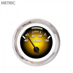 Water Temp Gauge - Metric Pulsar Amber, Black Modern Needles, Chrome Trim Rings - Part Number: GAR1104ZMXLABCC