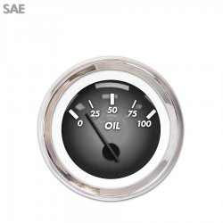 Oil Pressure Gauge - SAE Pulsar Grnay, Black Modern Needles, Chrome Trim Rings - Part Number: GAR1105ZEXJABCC