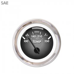 Water Temp Gauge - SAE Pulsar Grnay, Black Modern Needles, Chrome Trim Rings - Part Number: GAR1105ZEXLABCC