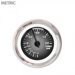 Turbo Gauge - Metric Pulsar Grnay, Black Modern Needles, Chrome Trim Rings - Part Number: GAR1105ZMXMABCC