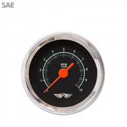 Tachometer Gauge w/ emblem Muscle Black, Org Vintage Needles, Chrome Trim Rings - Part Number: GAR1106ZEAIABAH