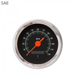 Speedo Gauge - SAE Muscle Black, Org Vintage Needles, Chrome Trim Rings - Part Number: GAR1106ZEXHABAH