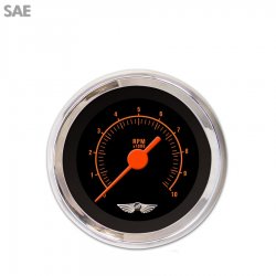 Tach Ga. w/ emblem Muscle Rd Text, Black, Org Vintage Needles, Chrome Trim Ring - Part Number: GAR1107ZEAIABAH