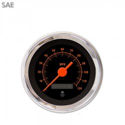 Speedo Gauge SAE Muscle Red Text, Black, Org Vintage Needles, Chrome Trim Rings - Part Number: GAR1107ZEXHABAH