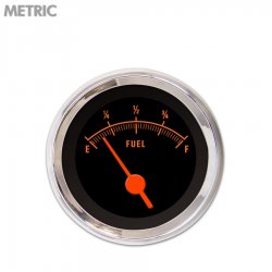 Fuel level Gauge Muscle Red Text, Black, Org Vintage Needles, Chrome Trim Rings - Part Number: GAR1107ZMXKABAH